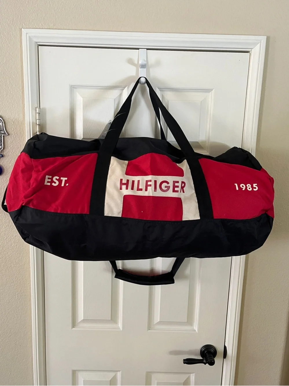 Tommy Hilfiger Black and Red Logo Duffel New with tags